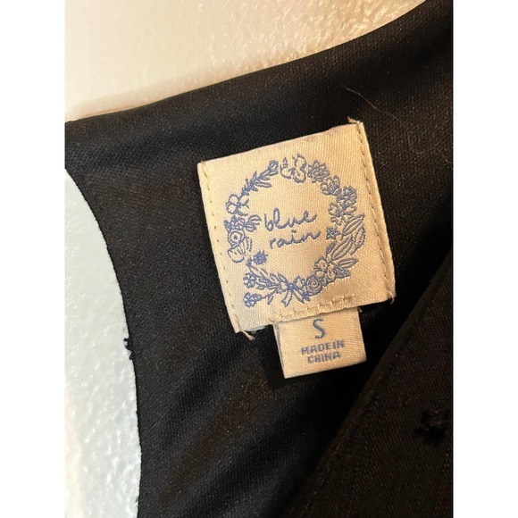 Blue Rain Black Swiss Dot Swing Mini Dress Oversized Boho - Picture 2 of 6